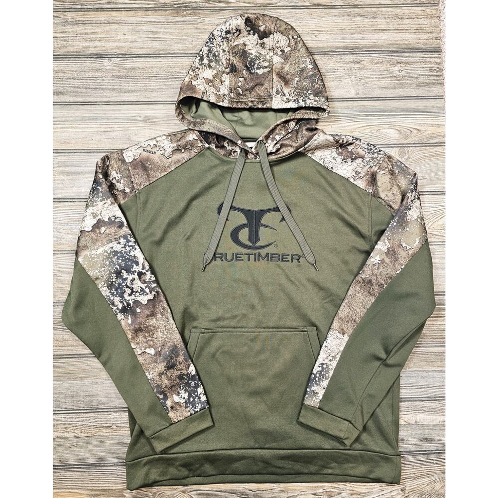 TrueTimber Men’s Camo Hoodie Strata Pullover Fleece Sweatshirt Size M